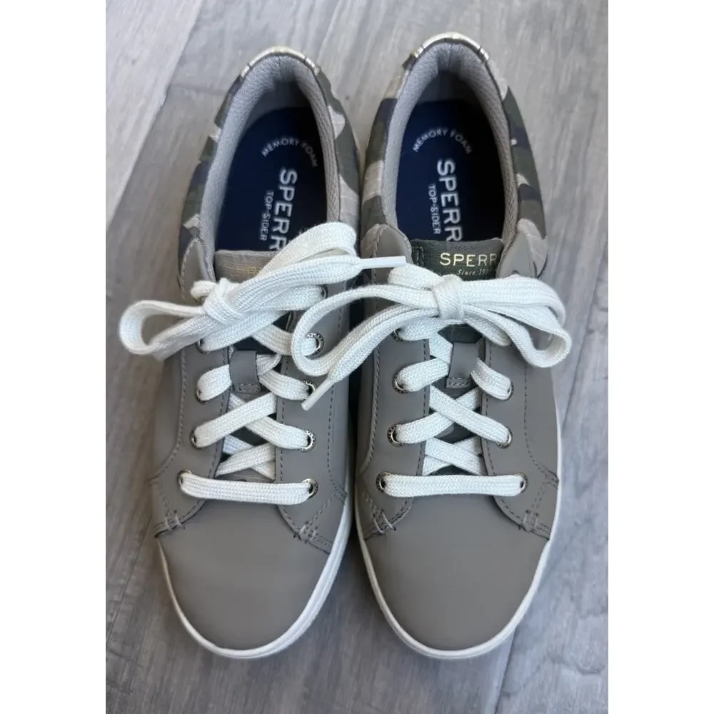 Sperry Charter Taupe Camo Lace Up Sneakers Womens Size 7.5 M Low Top Athleisure